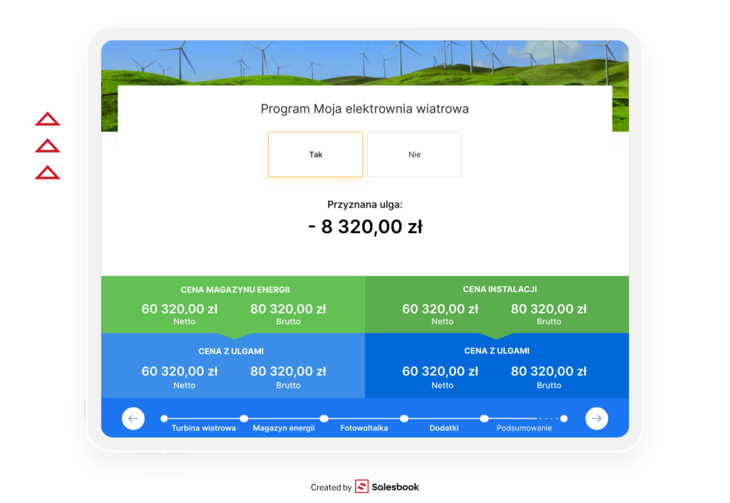Aplikacja automatycznie obliczy koszt instalacji uwzględniający ulgi z programu Moja Elektrownia Wiatrowa.