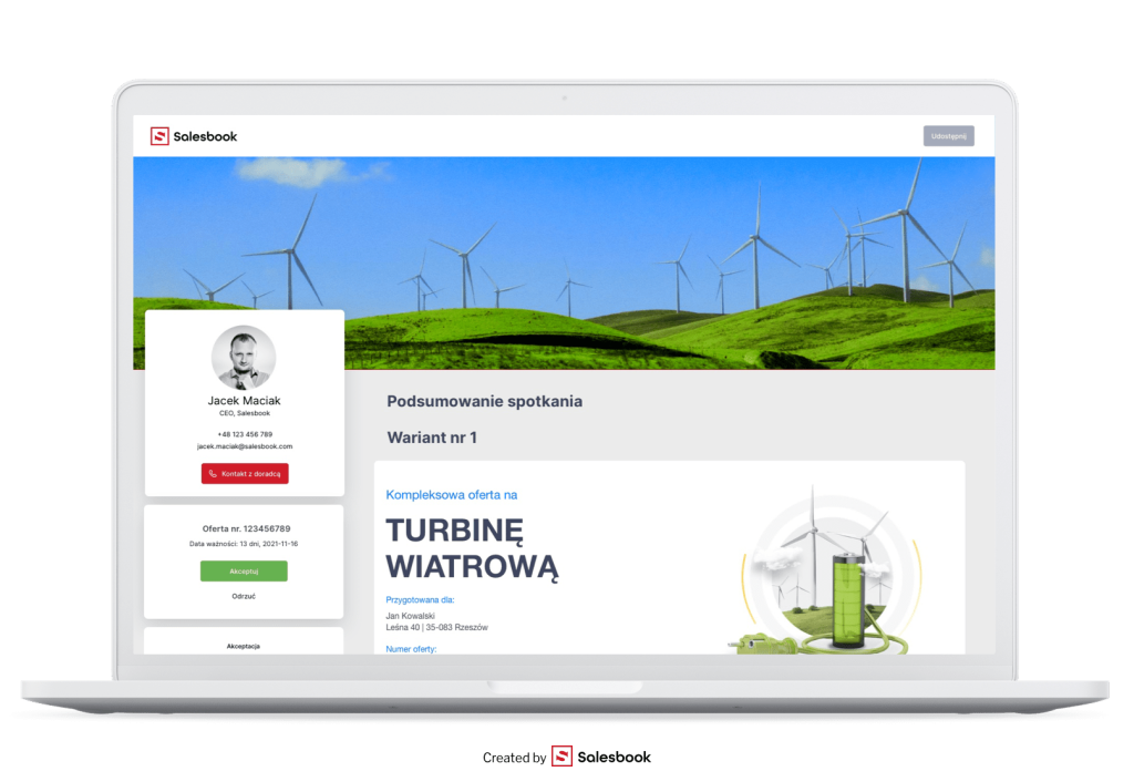 Spersonalizowana oferta dla klienta w atrakcyjnej i przejrzystej formie.
