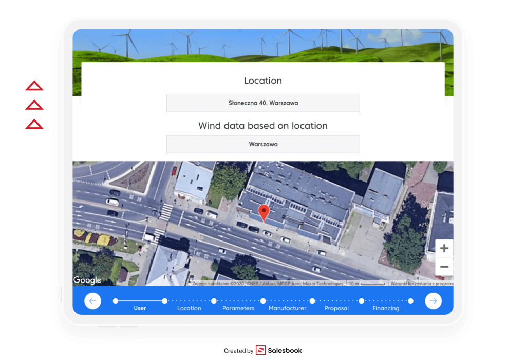 The app will determine average wind conditions based on your location.