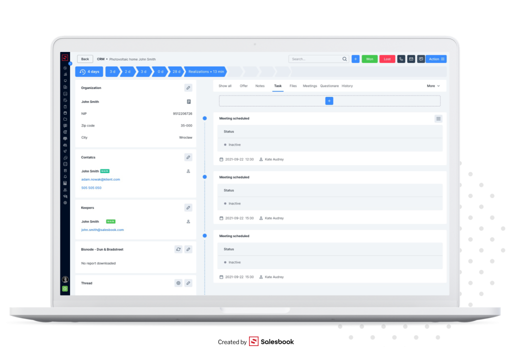 Salesbook provides easy access to customer status
