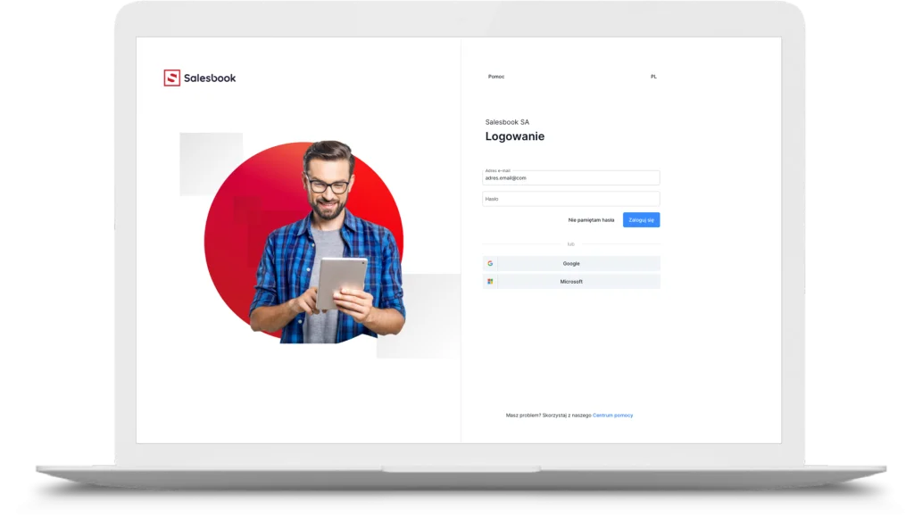 Logowanie za pomocą konta Google lub Microsoft.