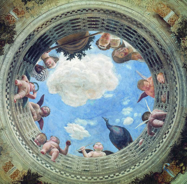 Malarstwo iluzjonistyczne, Andrea Mantegna, plafon w Camera degli Sposi. 