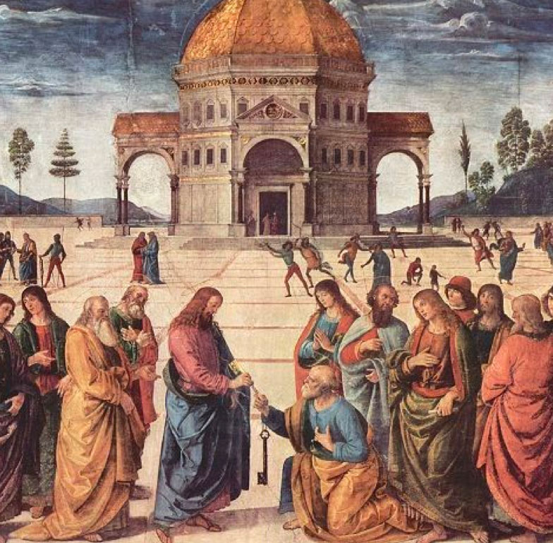 Pietro Perugino, Wręczenie kluczy świętemu Piotrowi (1480-82).