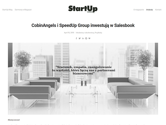 CobinAngels i SpeedUp Group inwestują w Salesbook