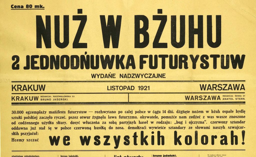 Nuż w bżuhu. – A oneday futuristic book (with grammatical errors) published in Krakow, 1921.  