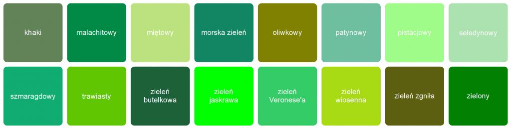 Paleta kolorów - zielony