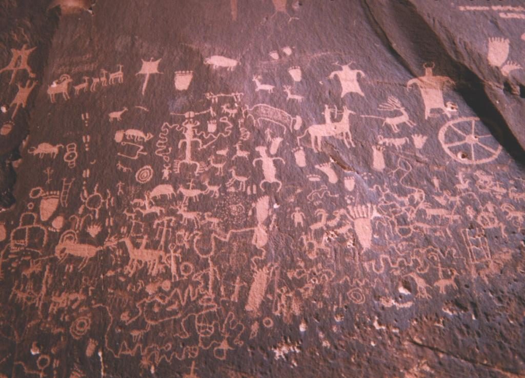 Petroglyphs are a form of original icons engraved in the rock.