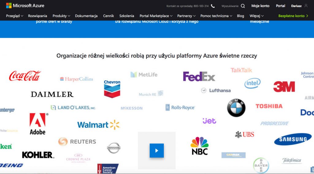 Microsoft w wypadku swojego produktu chmury obliczeniowej Azure stosuje logotypy znanych marek. Wykorzystuje przede wszystkim pozytywny wizerunek swoich klientów, który sprawia, że klientowi łatwiej jest podjąć decyzję o skorzystaniu z chmury. Duże organizacje są dowodem na to, że produkt Microsoftu jest godny zaufania.