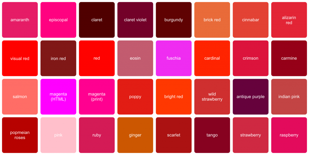 Red color palette