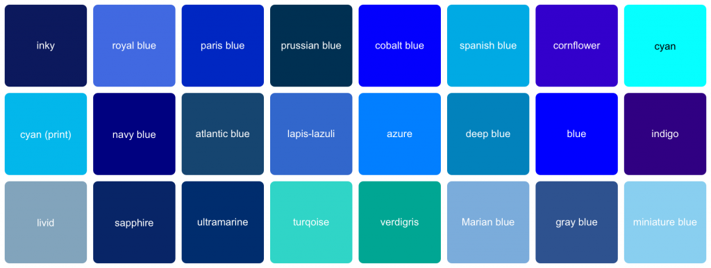 Blue color palette