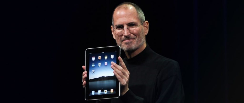 The launch of the iPad from Apple. Steve Jobs presents his new baby.